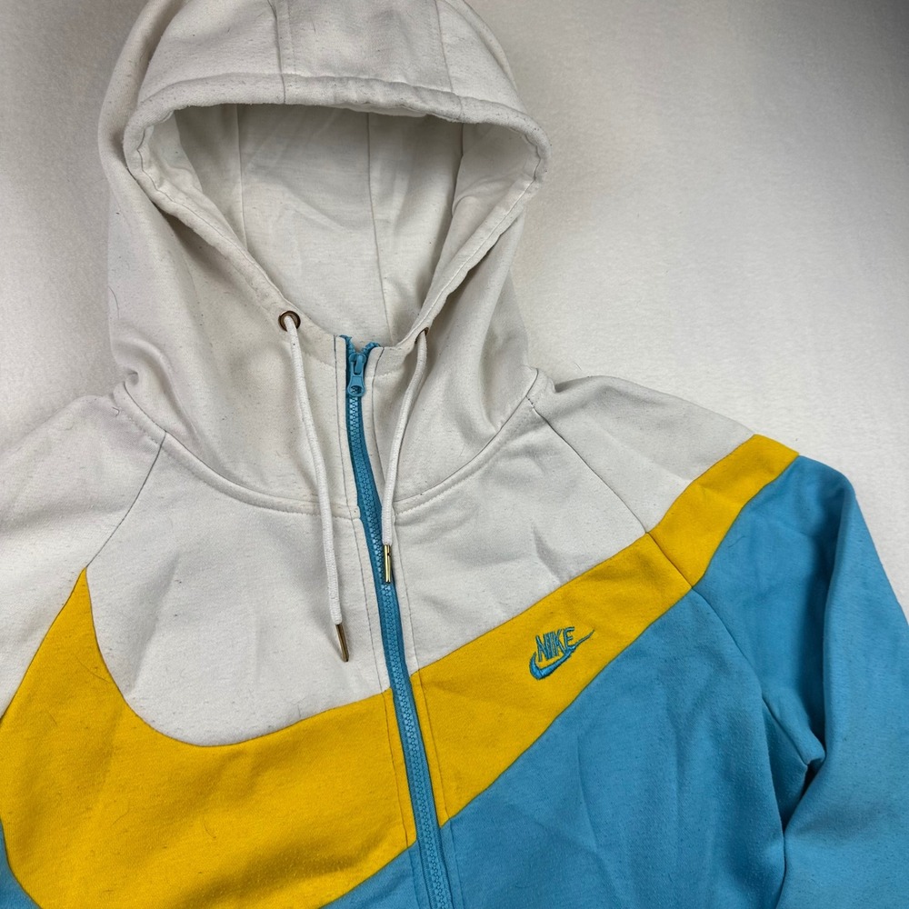 Nike Full Zip Hoodie Mens 3XL Blue Yellow White Swoosh Logo Sportswear Street